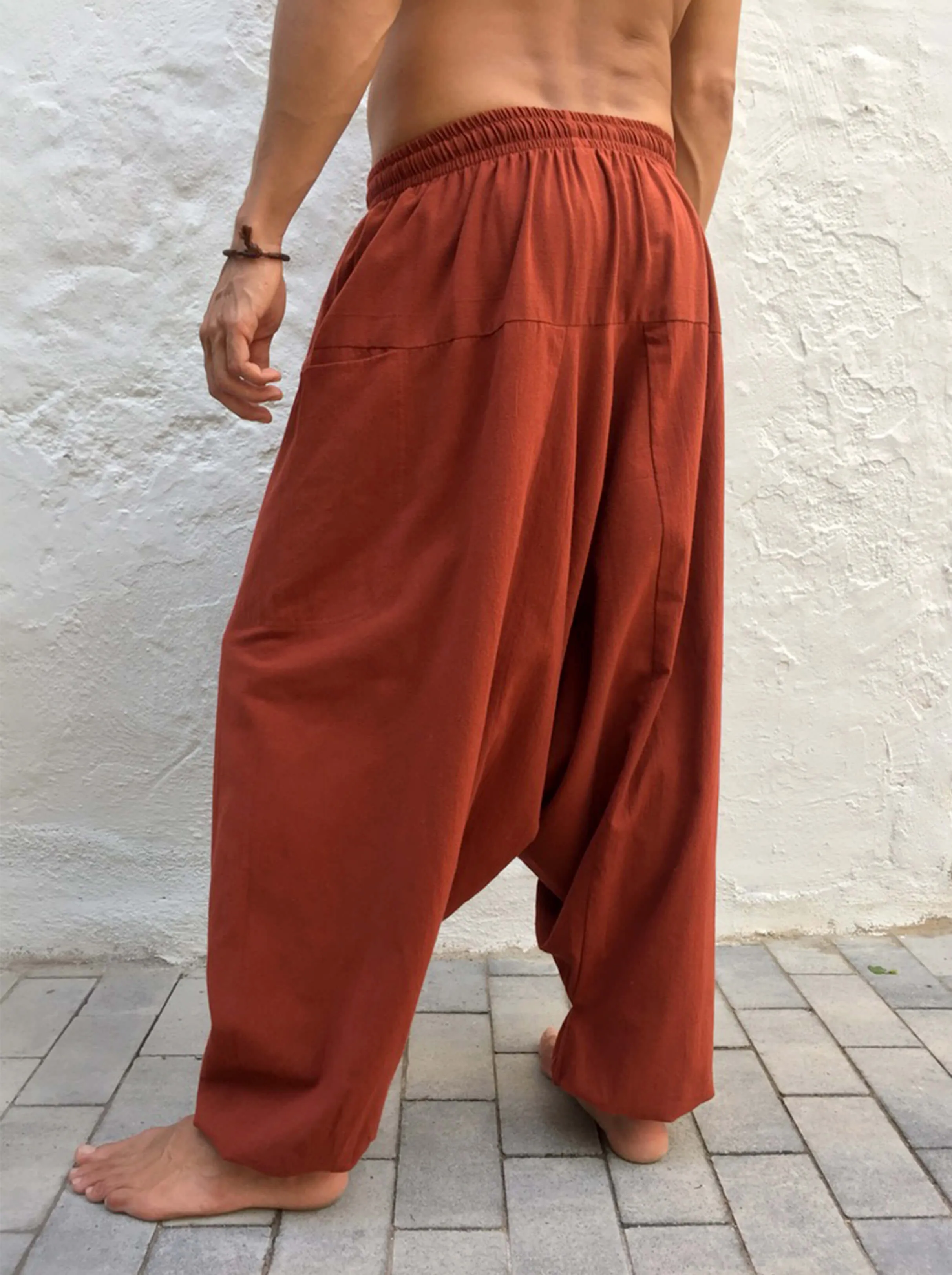Boho Pants Cotton with Pockets Dark Orange