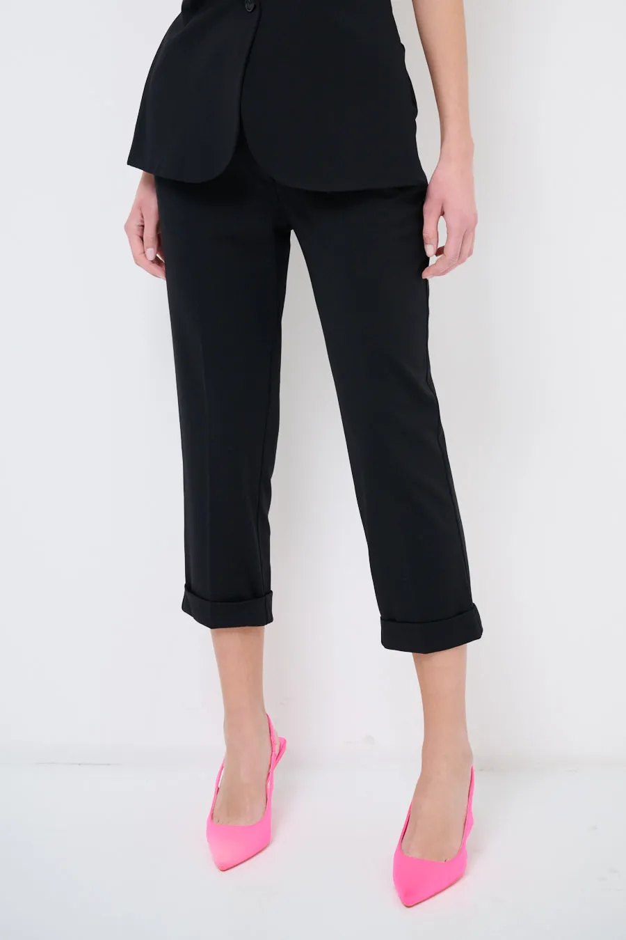 Cropped tailored trousers with rolled cuffs wholesale