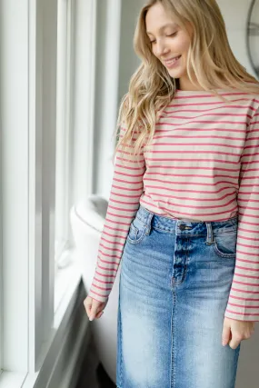 Dusty Pink Striped Top - FINAL SALE
