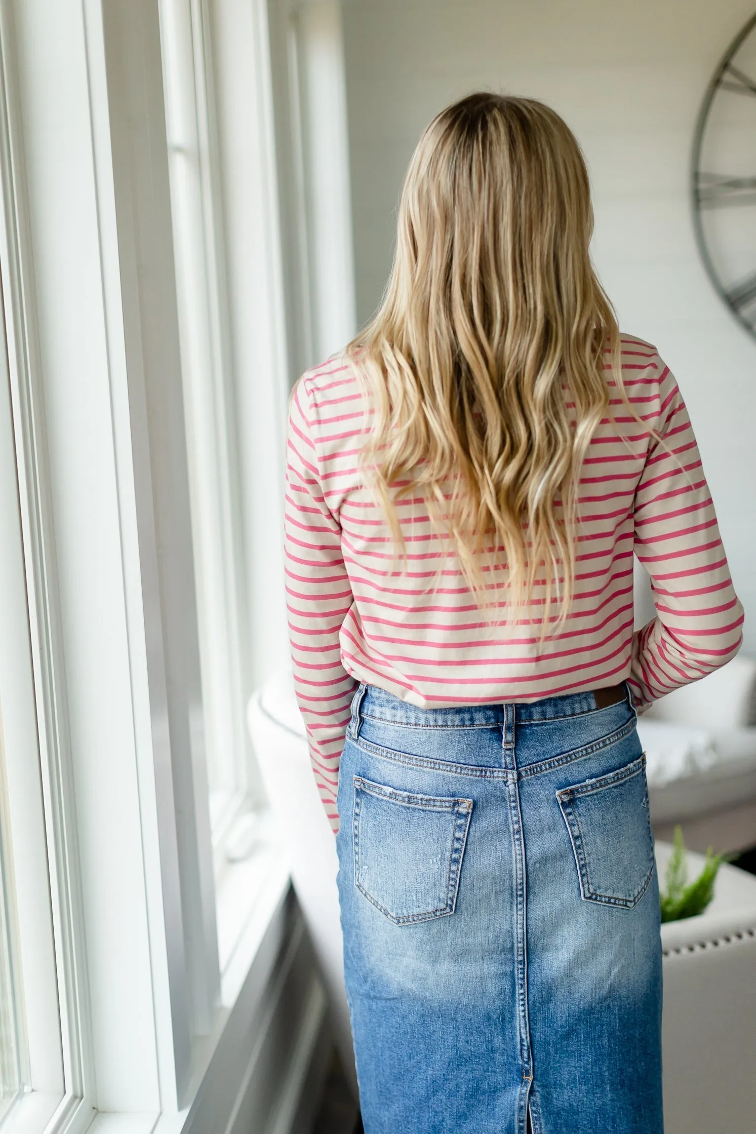 Dusty Pink Striped Top - FINAL SALE