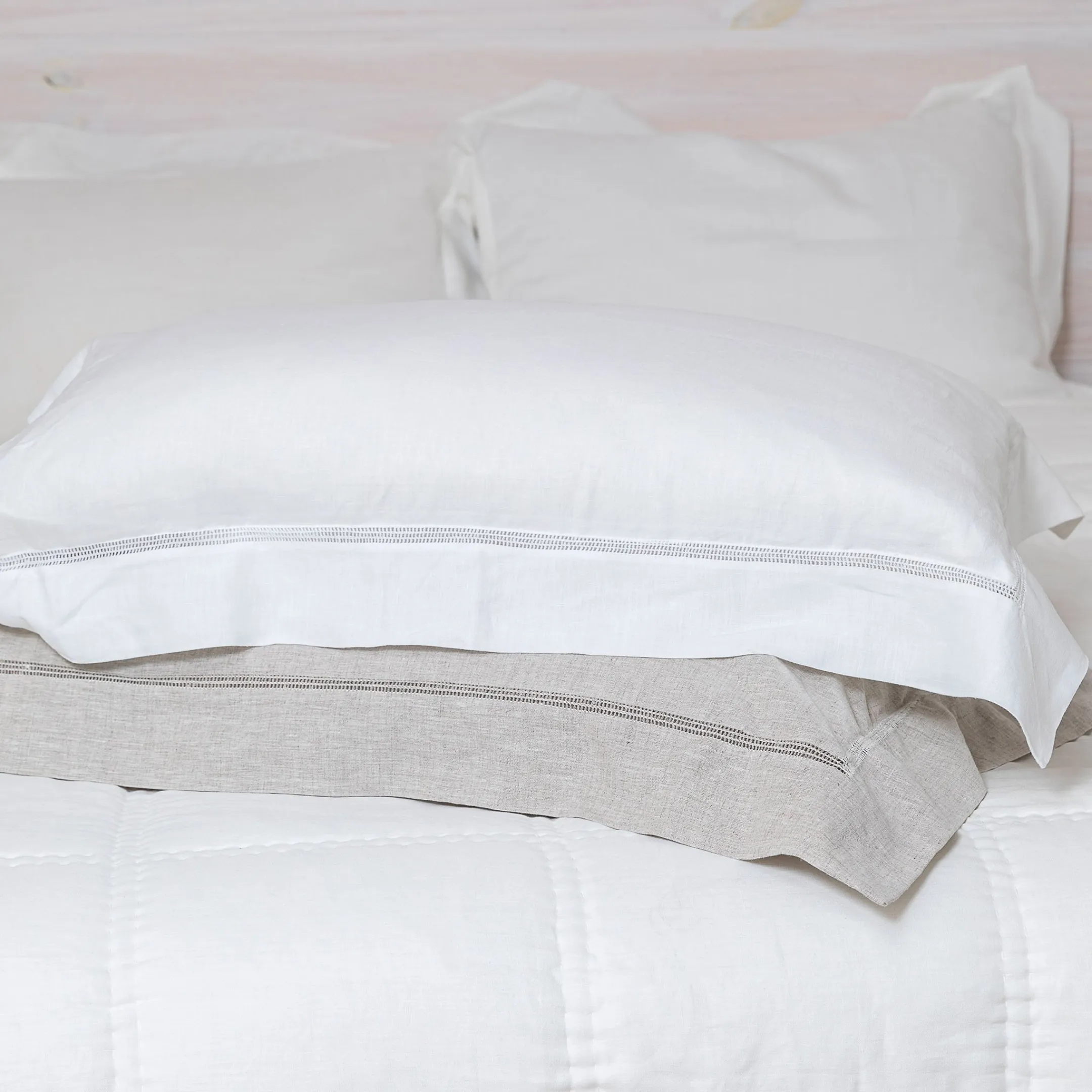Hand Hemstitched Linen Pillowcase Set|Oxford Style|Super soft