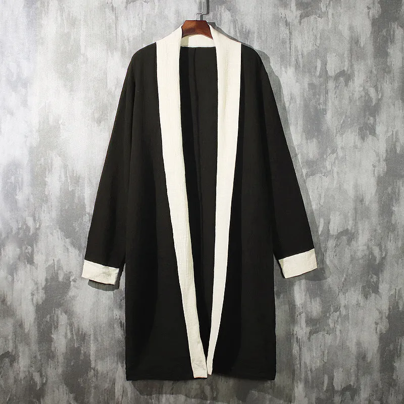 Large Size Chinese style Retro linen windbreaker Jacket Men