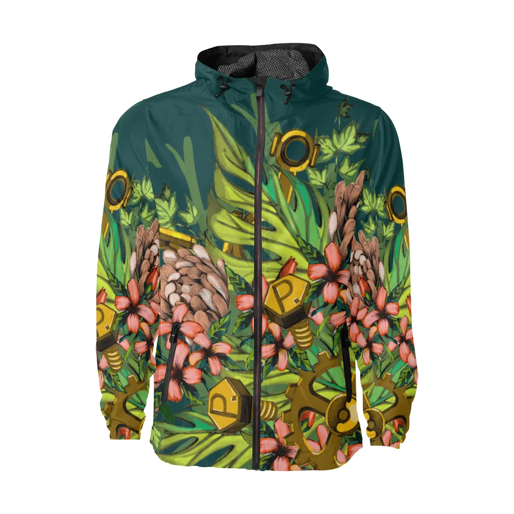 Mech Florale Burst Windbreaker Zipper Hoodie