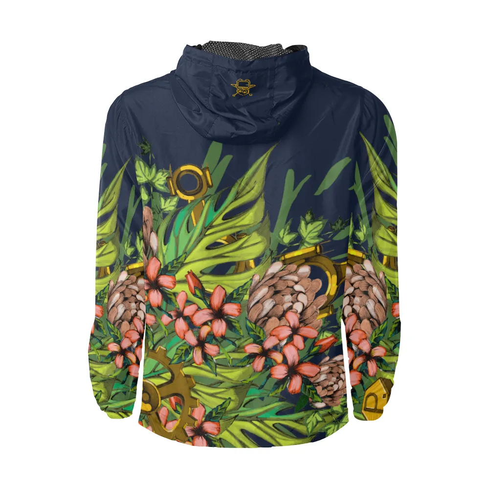 Mech Florale Burst Windbreaker Zipper Hoodie
