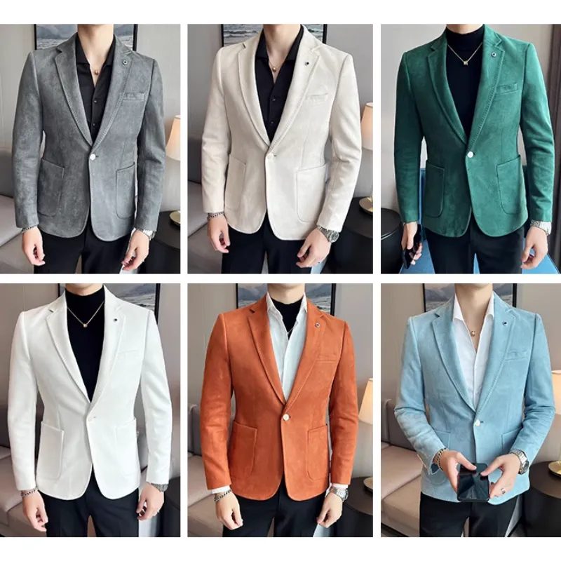 Men's Elegant Slim Fit Suede One-Button Blazer | For Formal Occassions