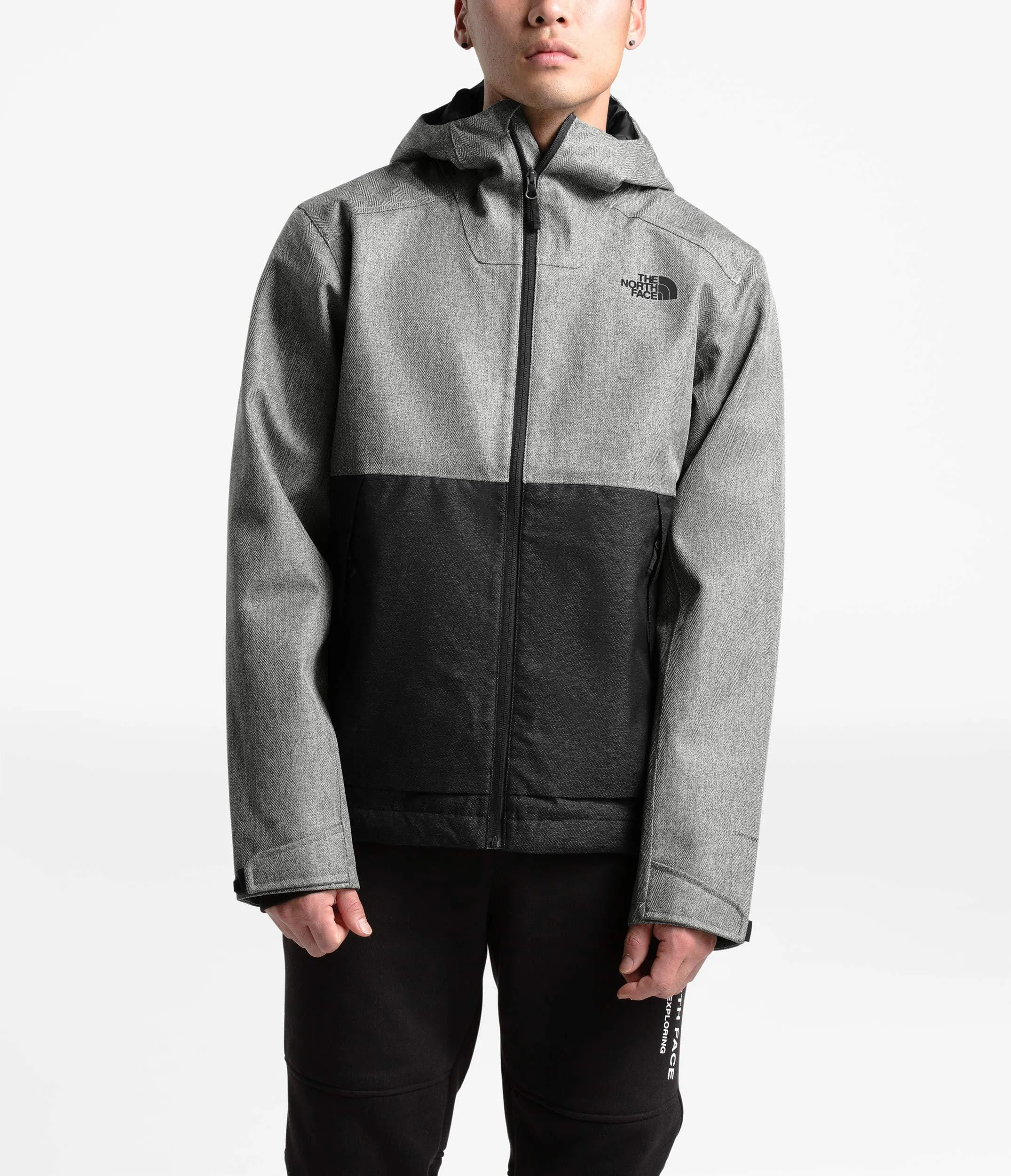 The North Face Men's Millerton Windbreaker Jacket, Monument Grey Herringbone/TNF Black Dobby, L