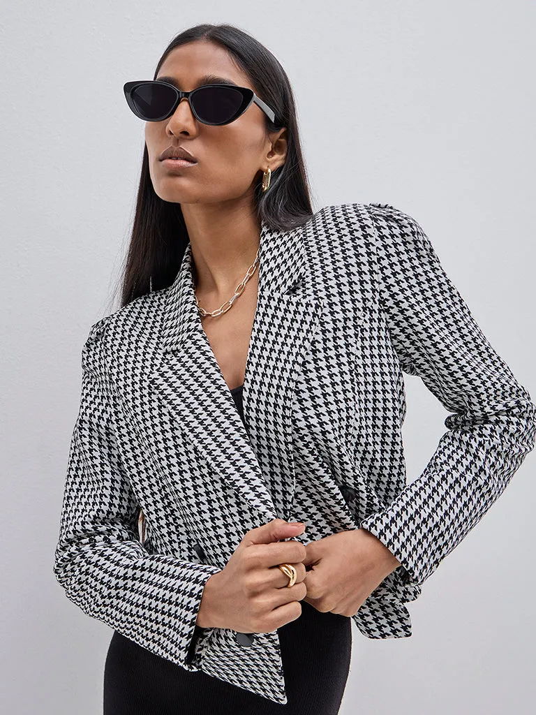 Wardrobe Black Houndstooth Print Jacket